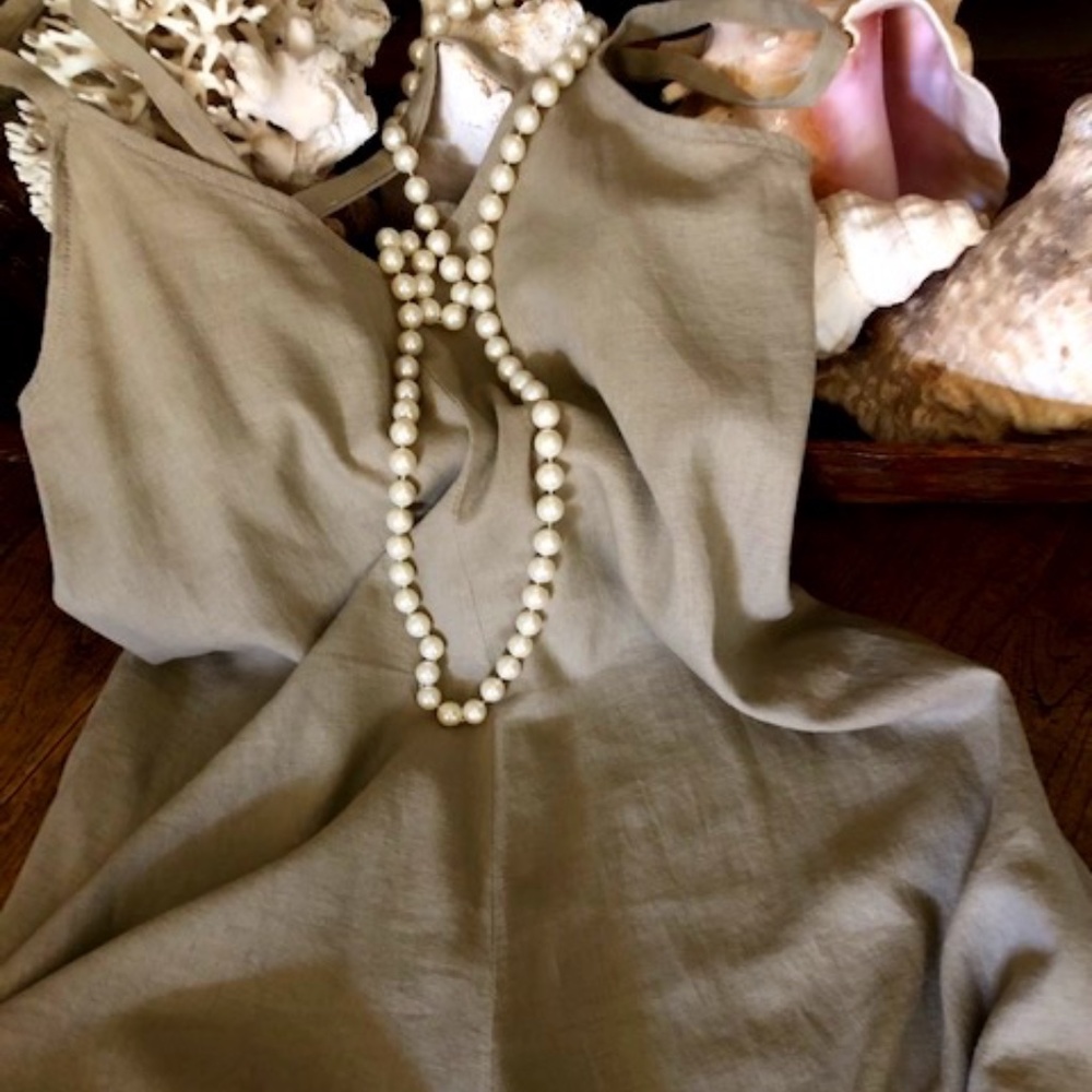 Women's Mango Casual Tan Linen Sundress 8